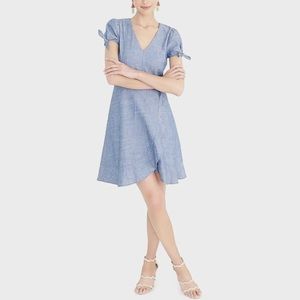 J. Crew Faux Wrap Chambray Denim Ruffled Dress Blue Size 2✨